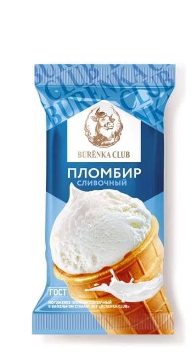 300. Пломбир 15% в ваф. стакане BURENKA CLUB 80г 30шт