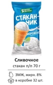 83 Вафельный стакан 8% 70гр/32шт