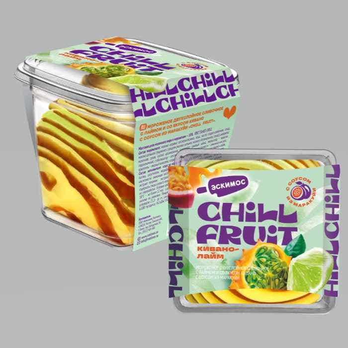 Э/Креманка с ложечкой "CHILL FRUIT" кивано-лайм с соусом из маракуйи 12шт/617 180гр