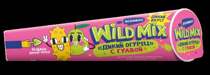 Э/Сорбет в тубе "Wild Mix" Дикий огурец с гуавой 70гр 24шт 0%/836
