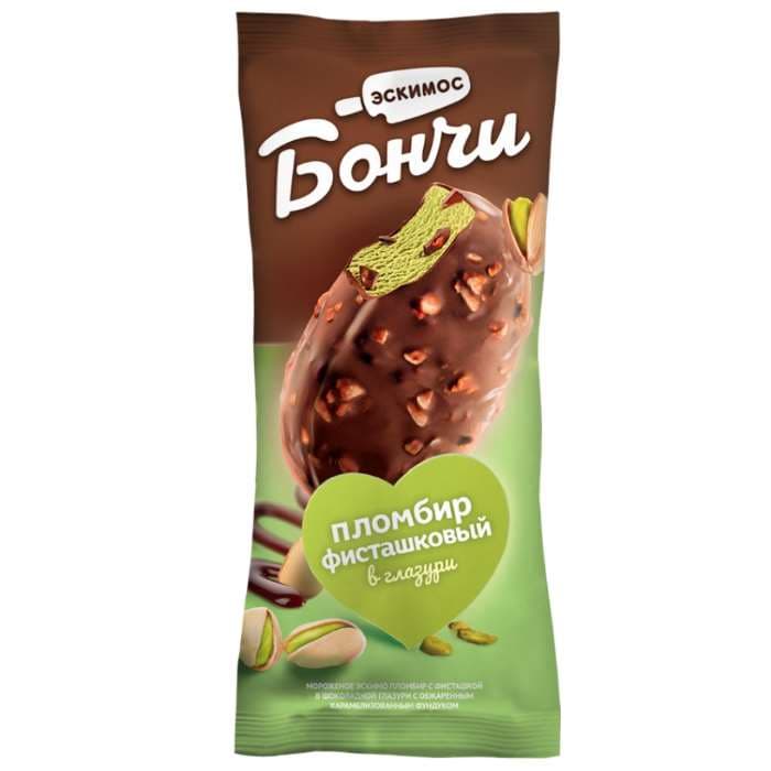 Э/Эск. "Бончи" пломбир фисташковый с фундуком /65гр./20шт/803