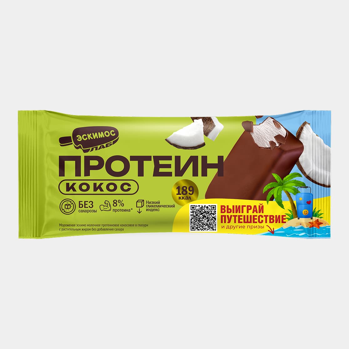 Э/Эск. "ЭСКИМОС ЛАБ" протеиновое кокосовое без сахара 75гр 20шт/868